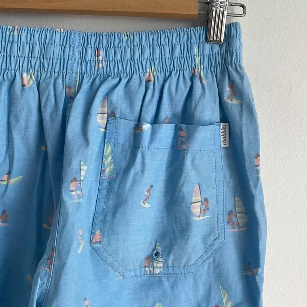Chubbies surf board windsurfer print elastic waist pull on swim trunks sz S